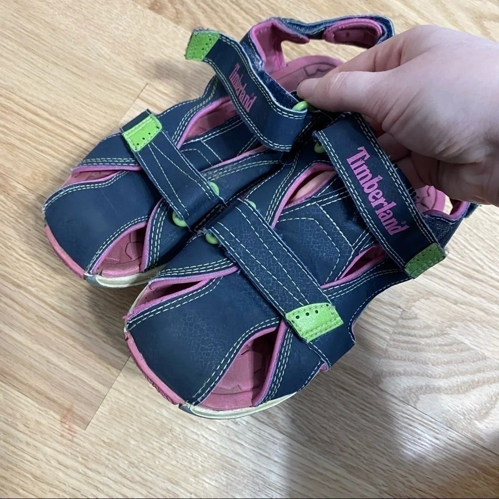 Timberland Girls Sandals Sz 4 Outdoors Kids Blue Pink